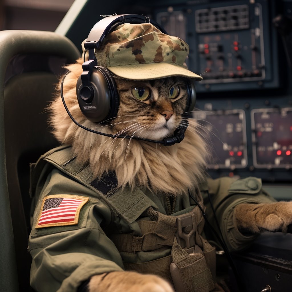 Detail-Oriented Signal Officer Orange Cat Art Photograph