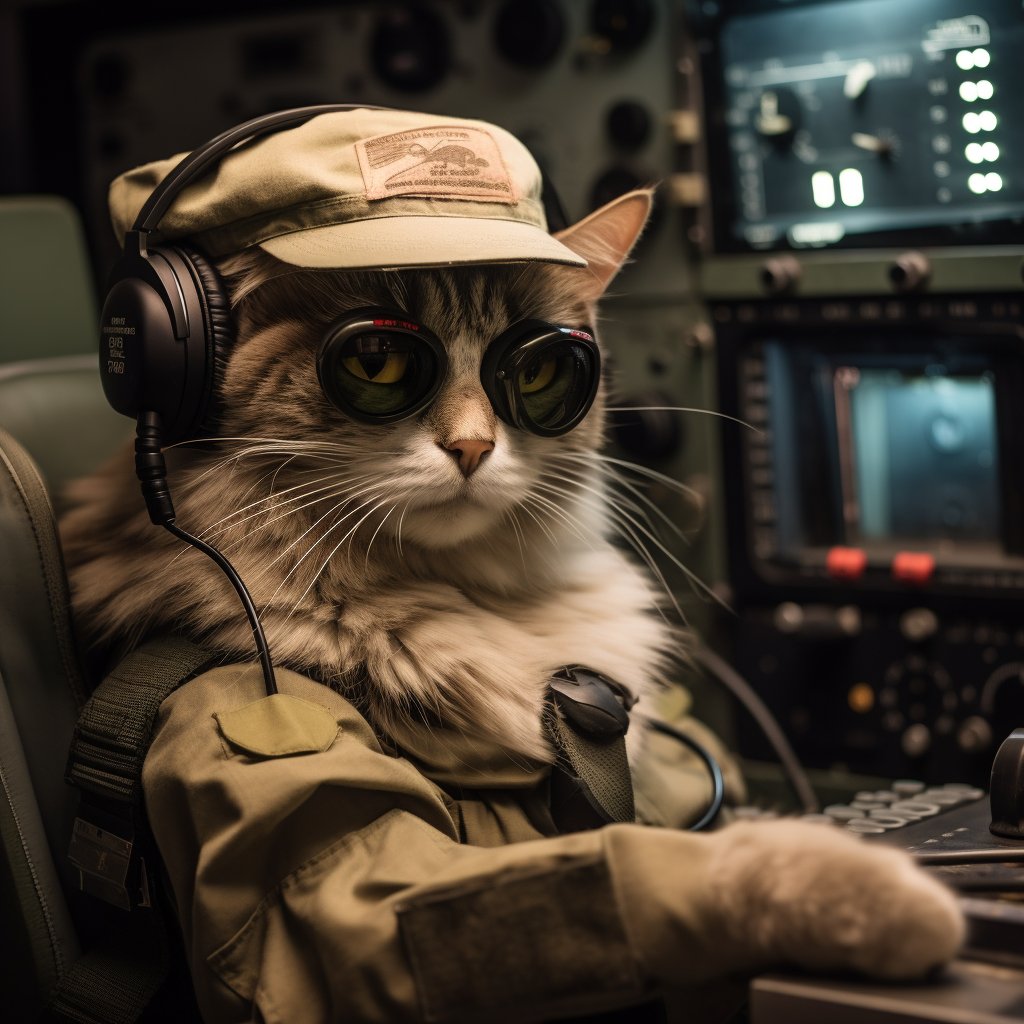 Trained Signal Soldier Realistic Cat Art Photograph