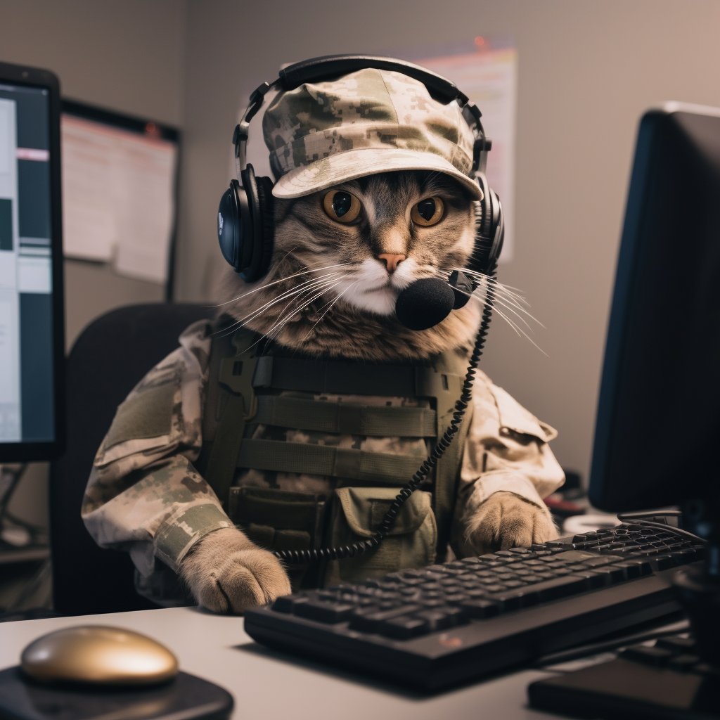 Hardworking Signal Soldier Old Cat Photograph Art