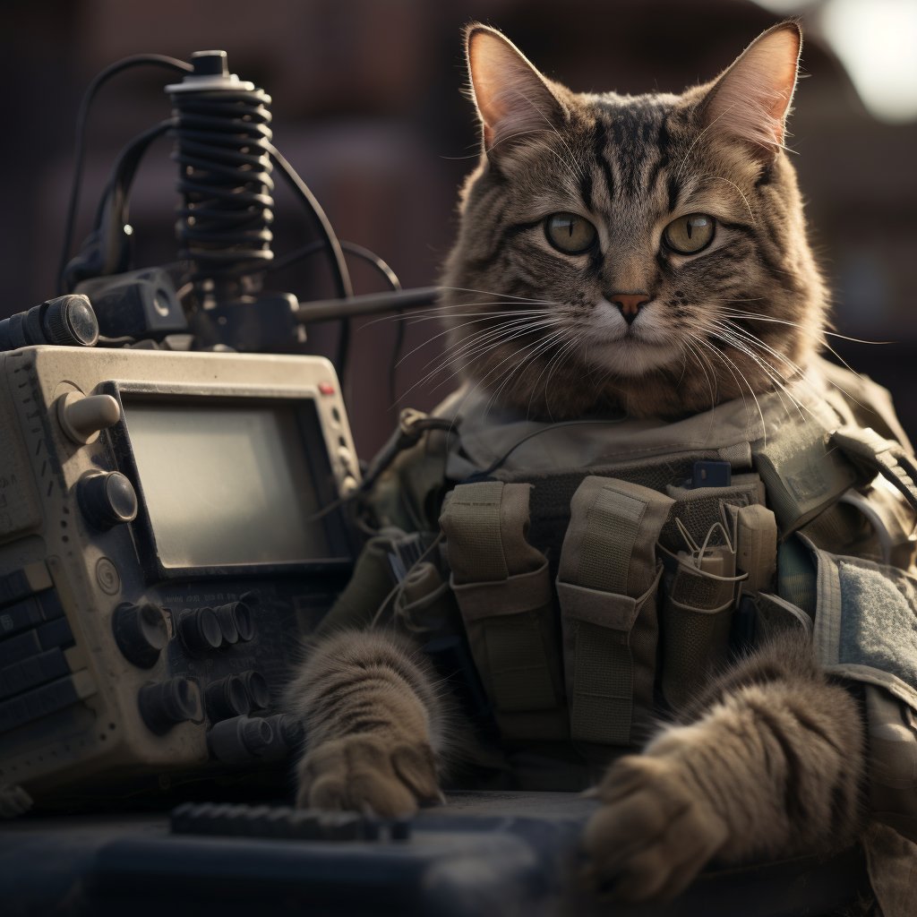 Committed Signal Soldier Cat Human Photograph Art