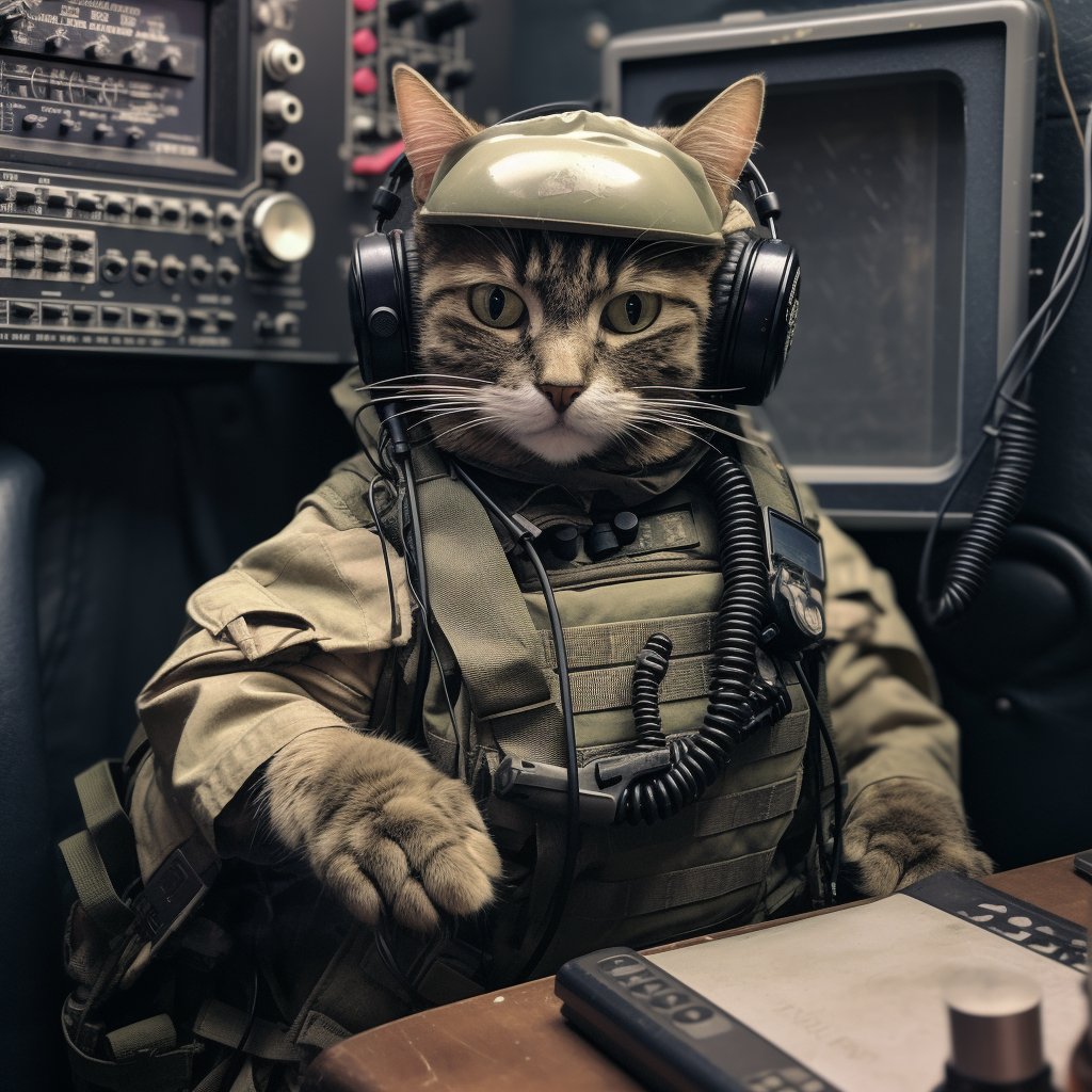 Knowledgeable Signal Soldier Cat Character Art Photograph