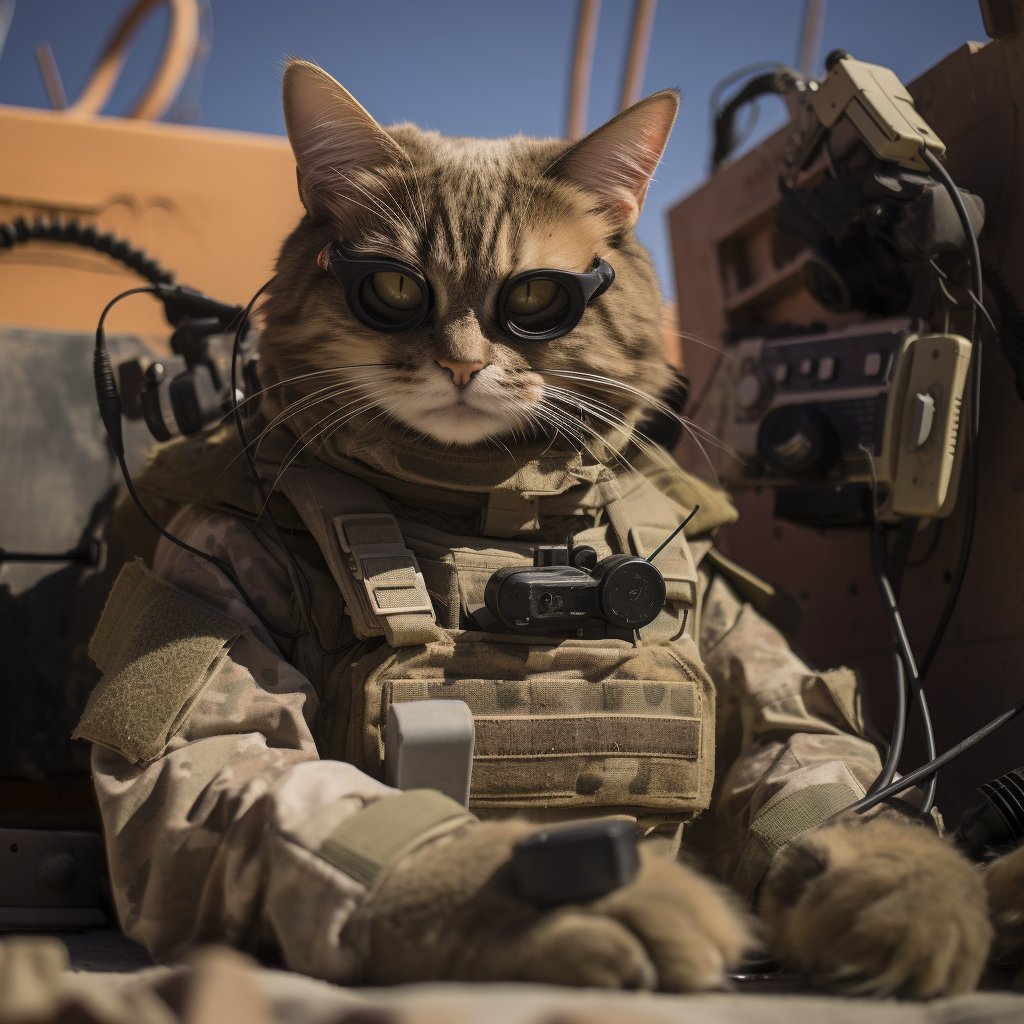Competent Signal Soldier Cat Portrait Art Photograph