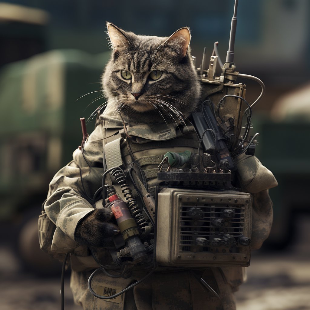 Adroit Signal Soldier Large Cat Wall Art Photograph