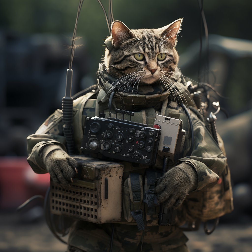 Team-Player Signal Soldier Art With Cat Photograph