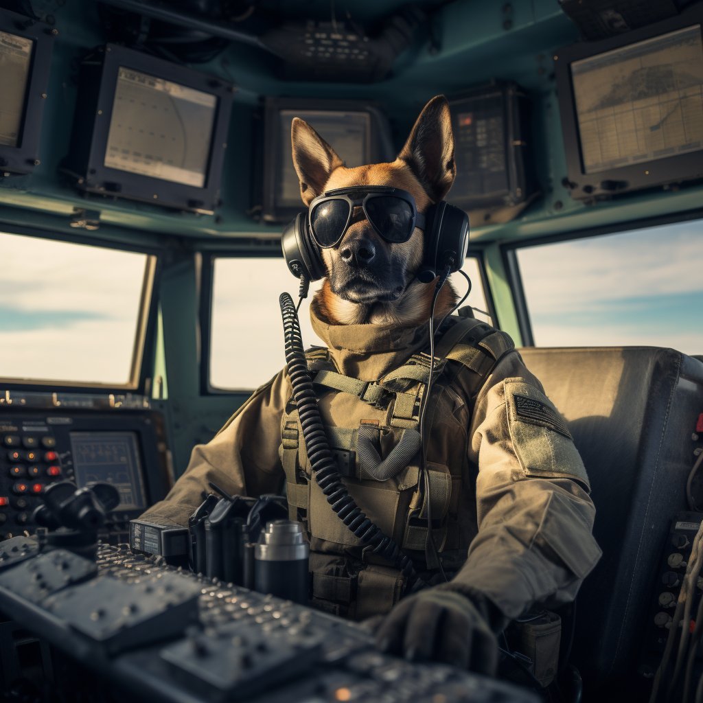 Custom Dog Art Prints Efficient Signal Corps Officer