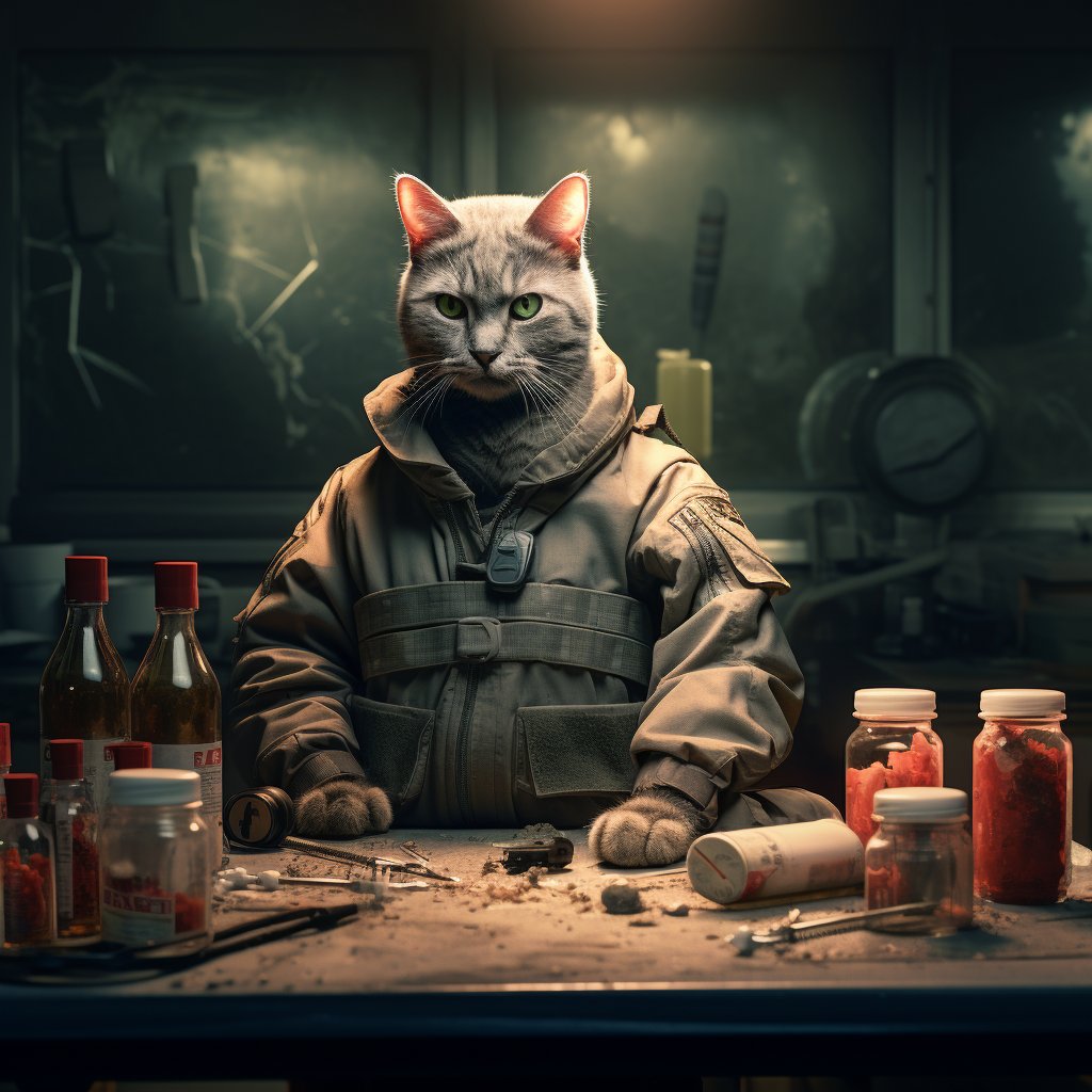 Battlefield Doctor Cat Family Art Photograph