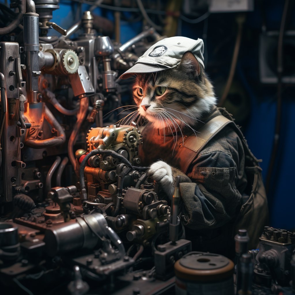 Brave Engineer Soldier Art Prints Cat