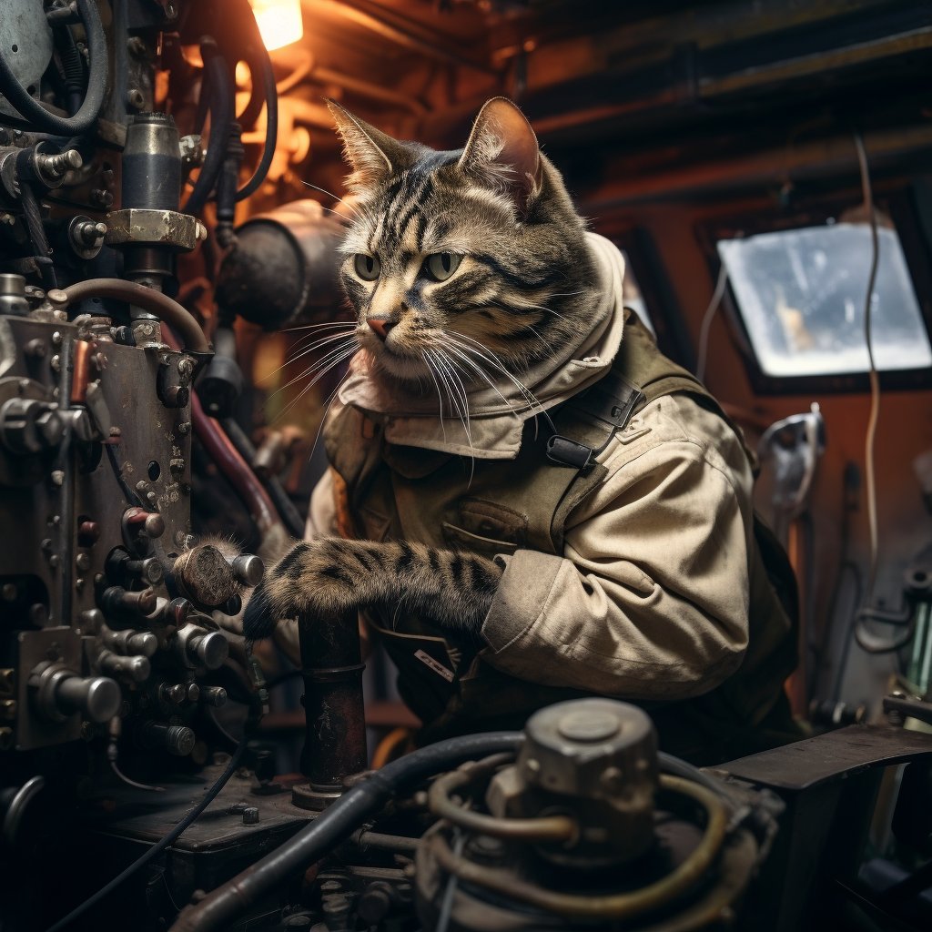 Resourceful Engineer Soldier Cat Artwork Prints