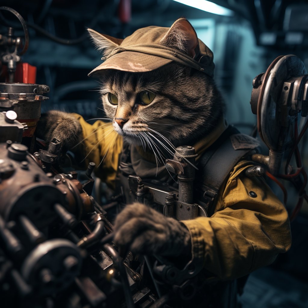 Funny Cat Art Prints Capable Engineer Soldier