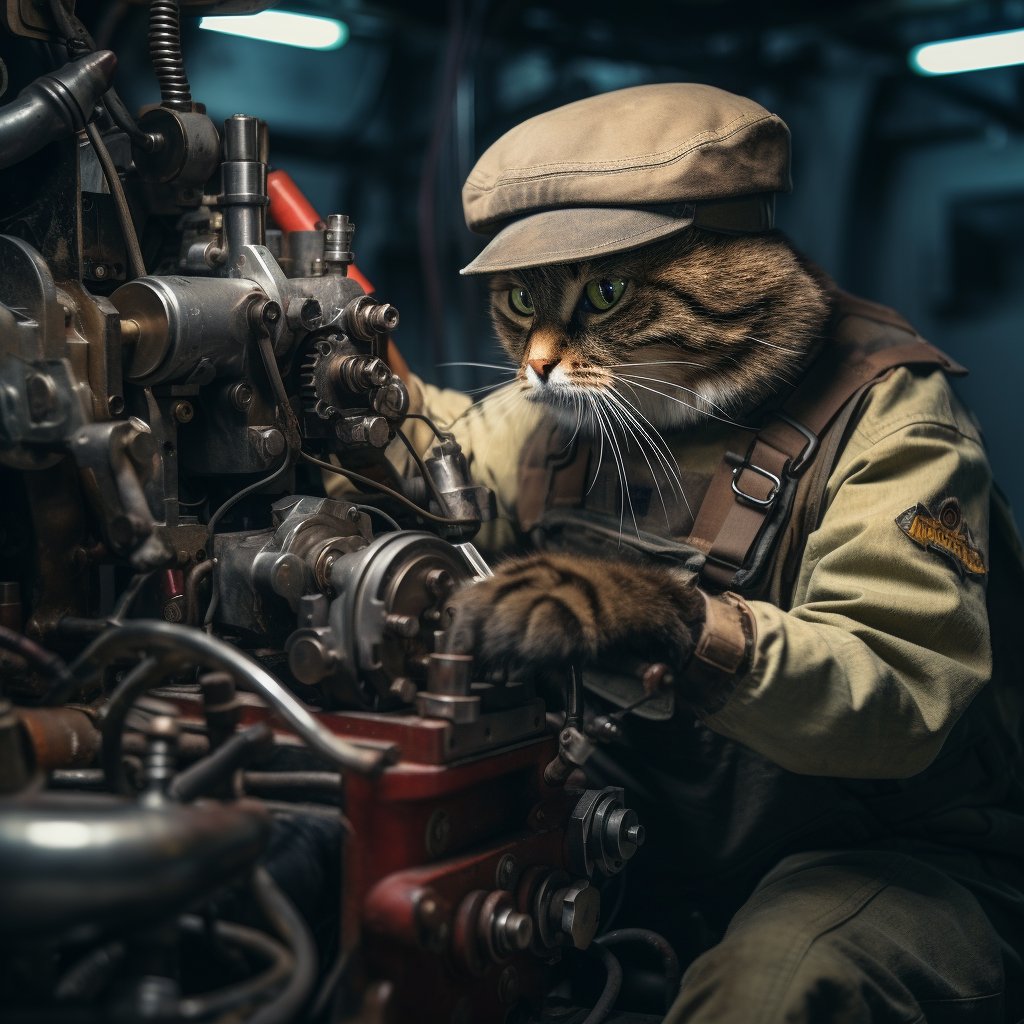 Loyal Engineer Soldier Cat Art Prints Cute