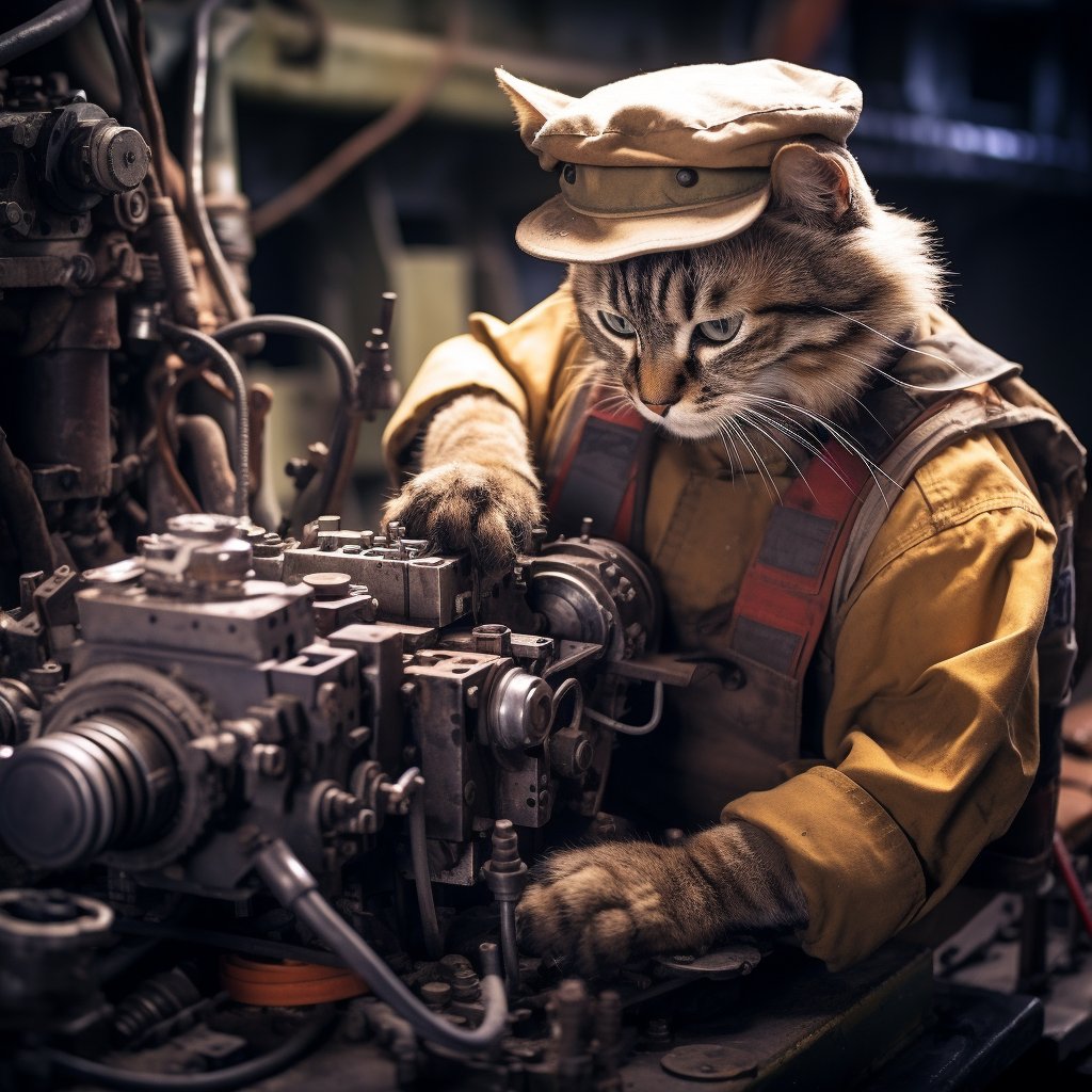 Professional Engineer Soldier Simple Cat Art Prints