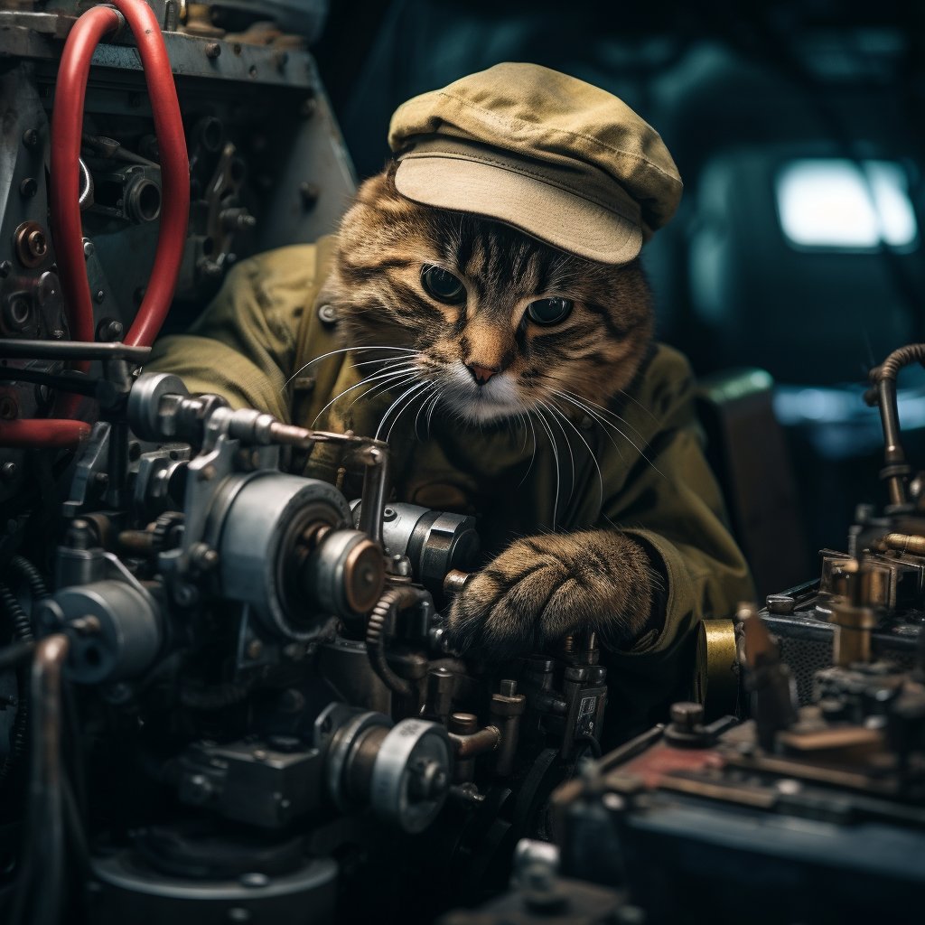 Courageous Engineer Soldier Lucky Cat Art Prints
