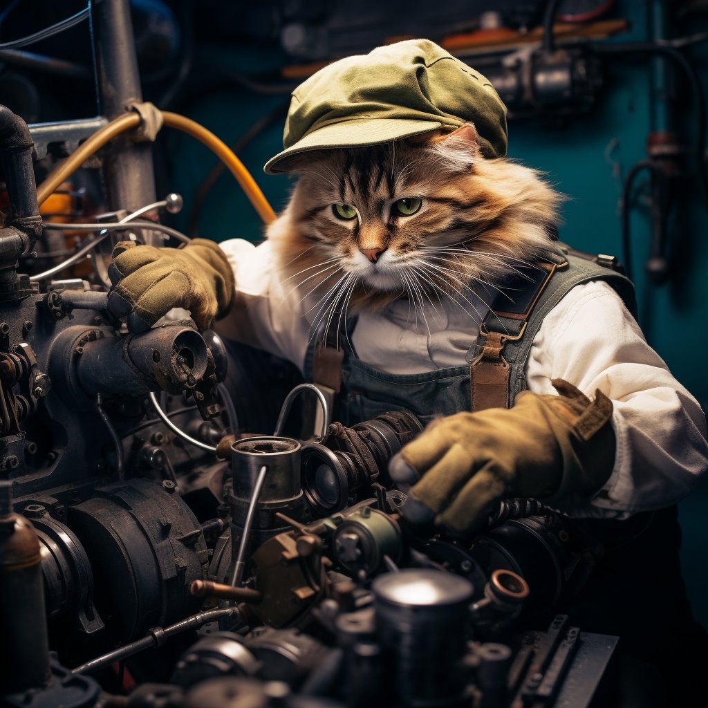 Skilled Engineer Soldier Digital Art Prints Cat