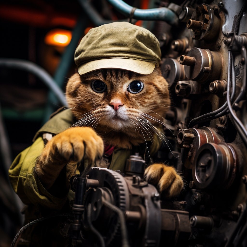 Dependable Engineer Soldier Cat Fantasy Art Prints