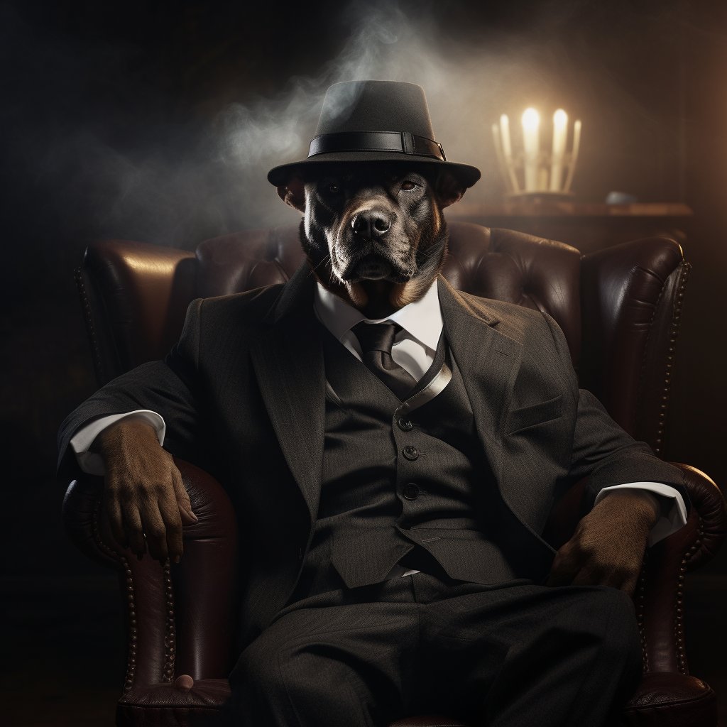 Powerful Mafia Boss Man And Dog Art Prints