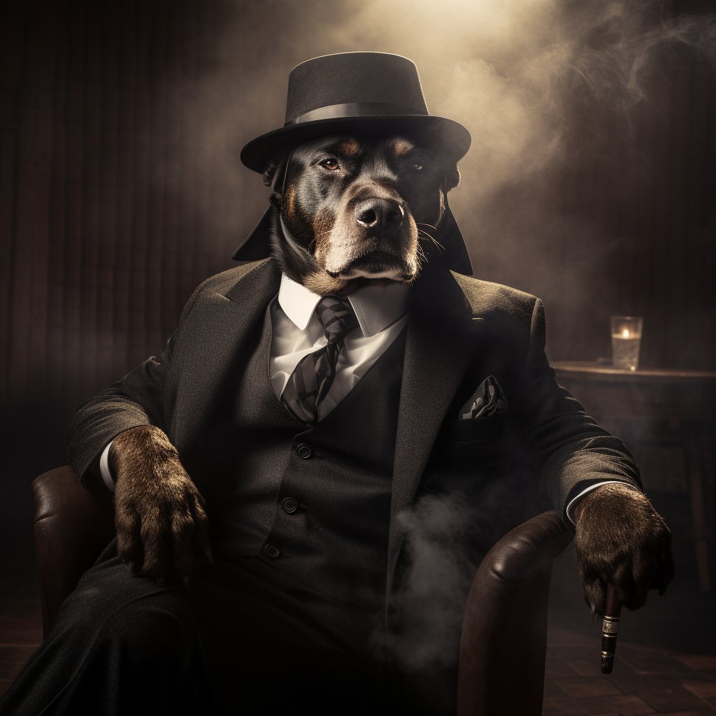 Unpredictable Mafia Boss Artistic Pet Portraits Image