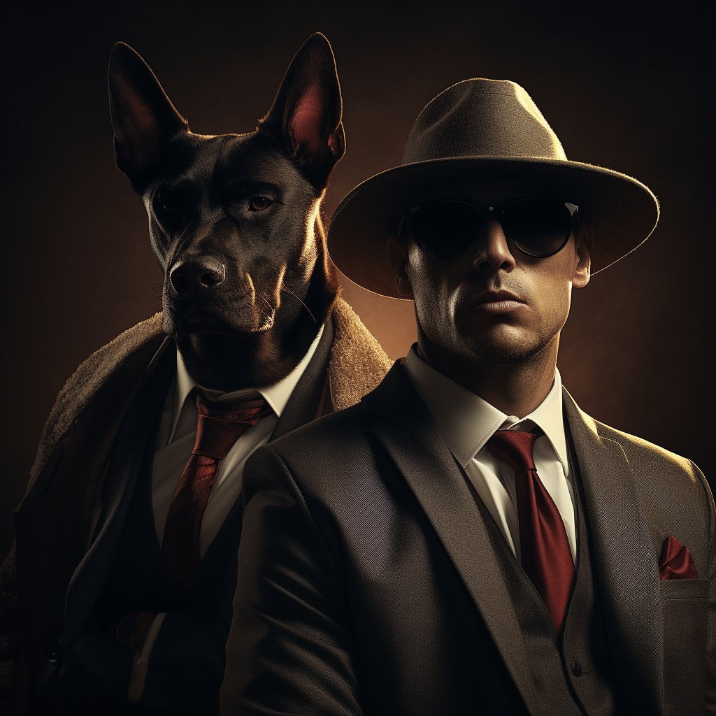 Charismatic Mafia Boss Pet Portrait Art Photo