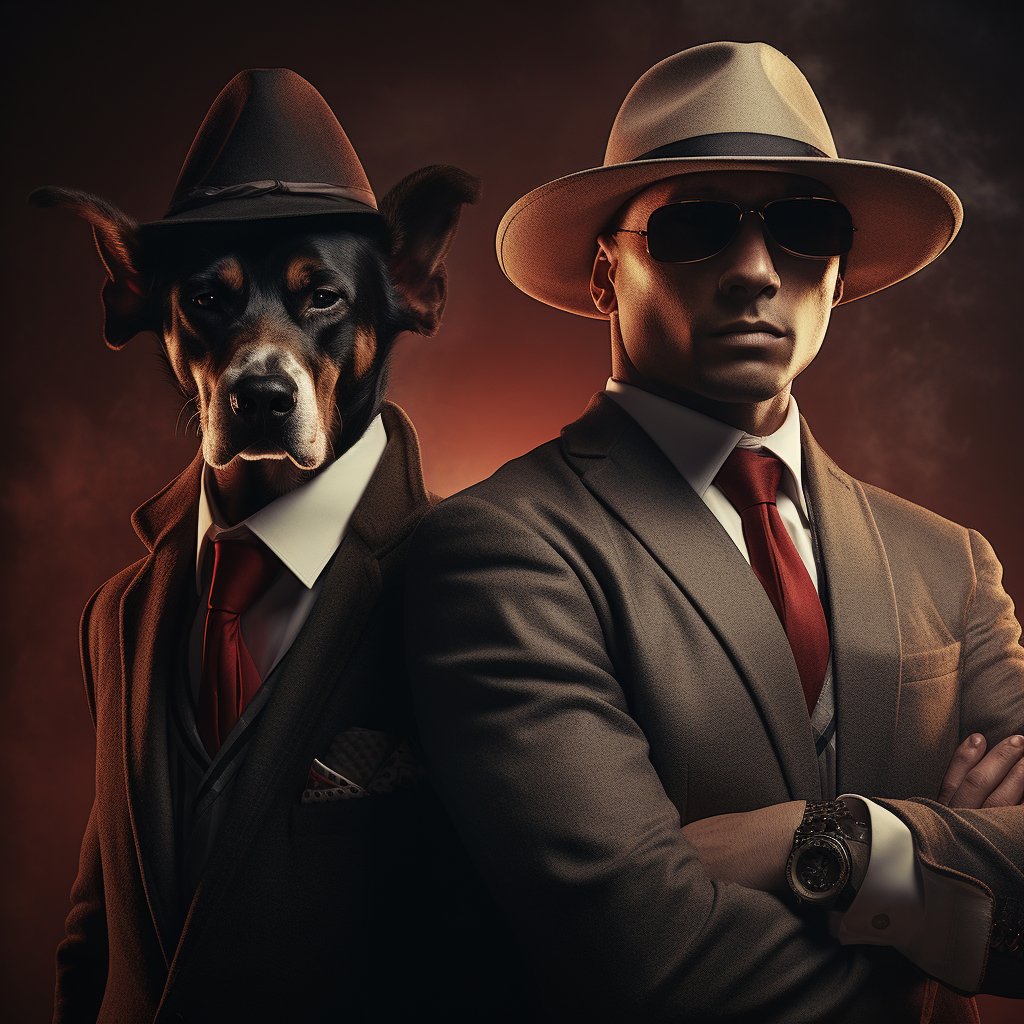 Enigmatic Mafia Boss Pet Art Canvas Photo