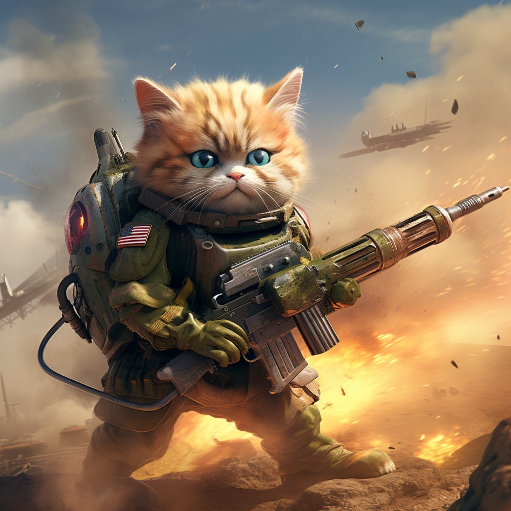 Tactical Assault Soldier Weird Cat Art Prints