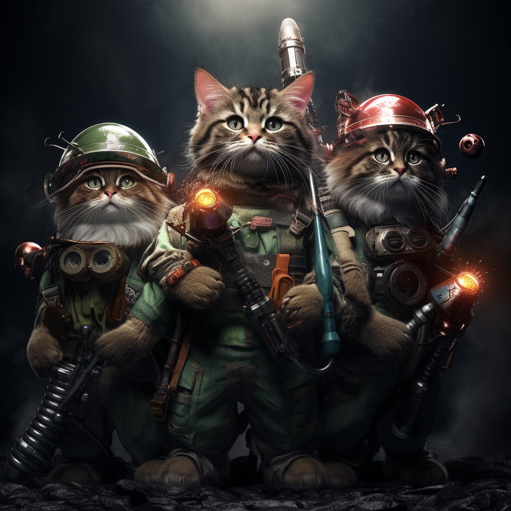 Skilled Military Personnel Cartoon Cat Horror Art Prints