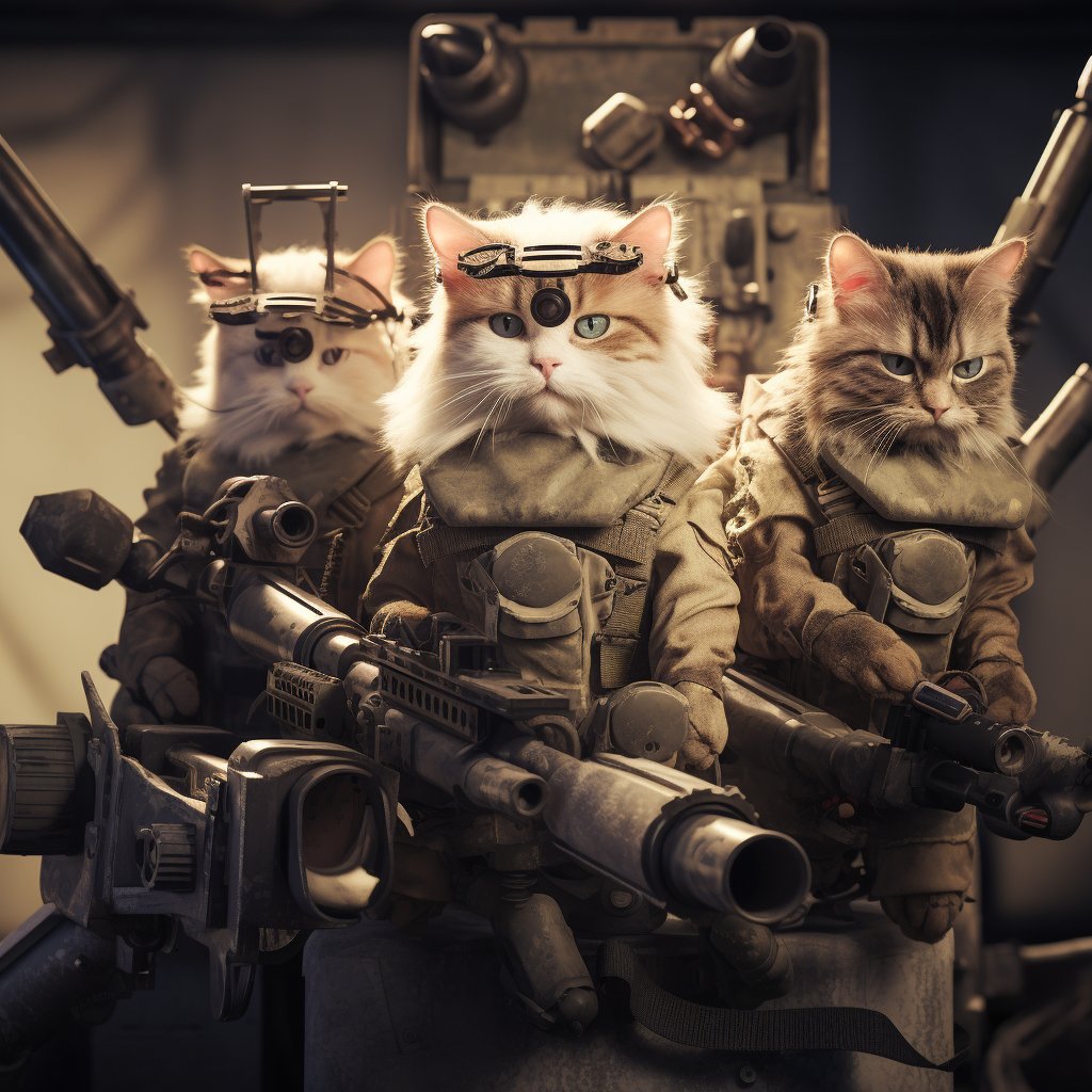 Funny Pet Portrait Canvas Tactical Heavy Machine Gunner