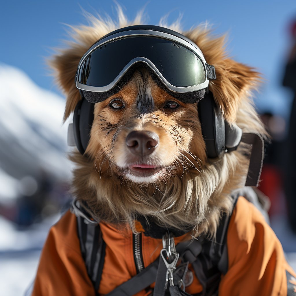 Artistic Skier Funny Pet Canvas Picture