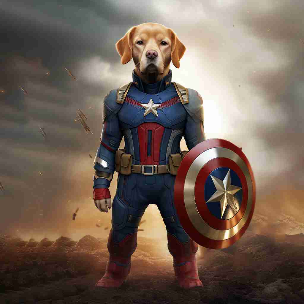 Captain America'S Heroic Valor Funny Pet Pictures On Canvas