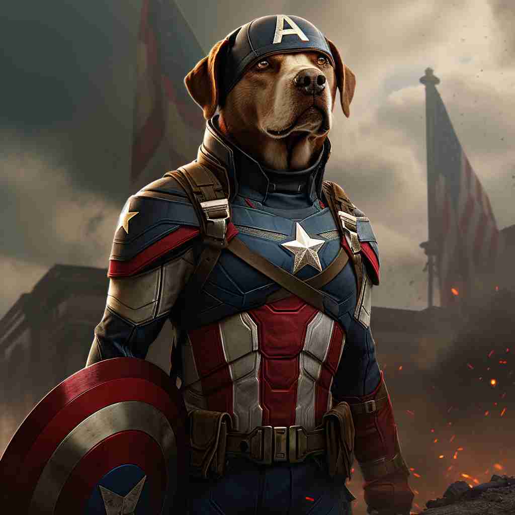 Spirited Captain America Pet Painted Portraits
