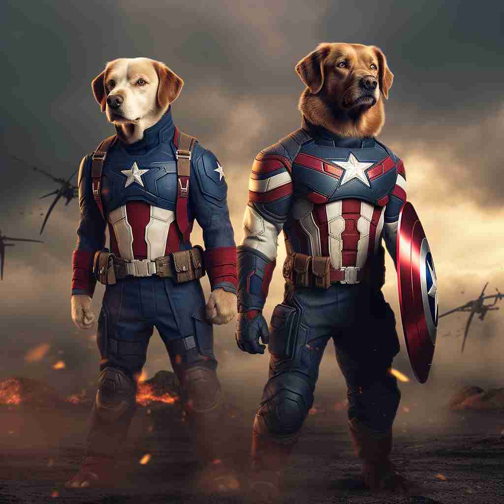 Captain America'S Heroic Valor Funny Pet Pictures On Canvas
