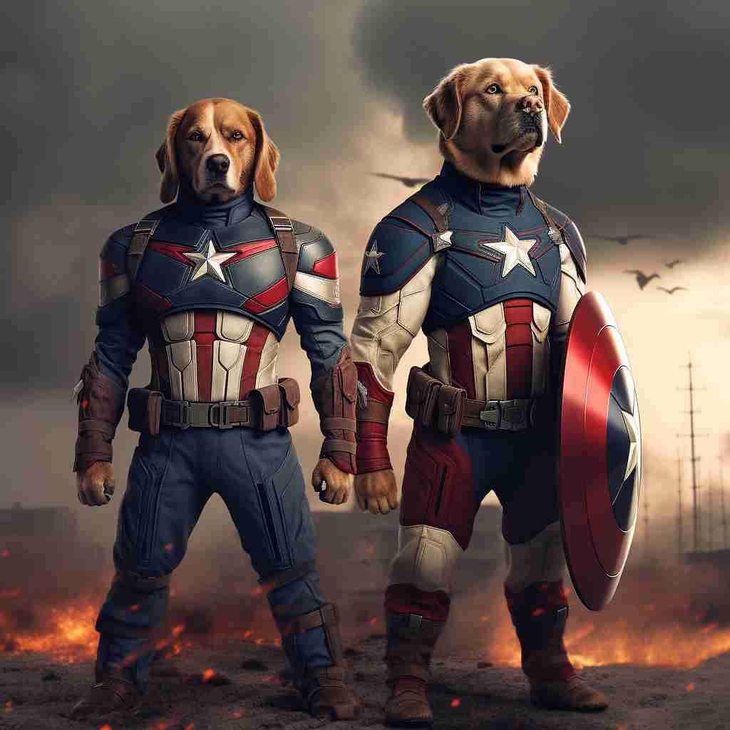Fearless Captain America Pet Picture On Canvas