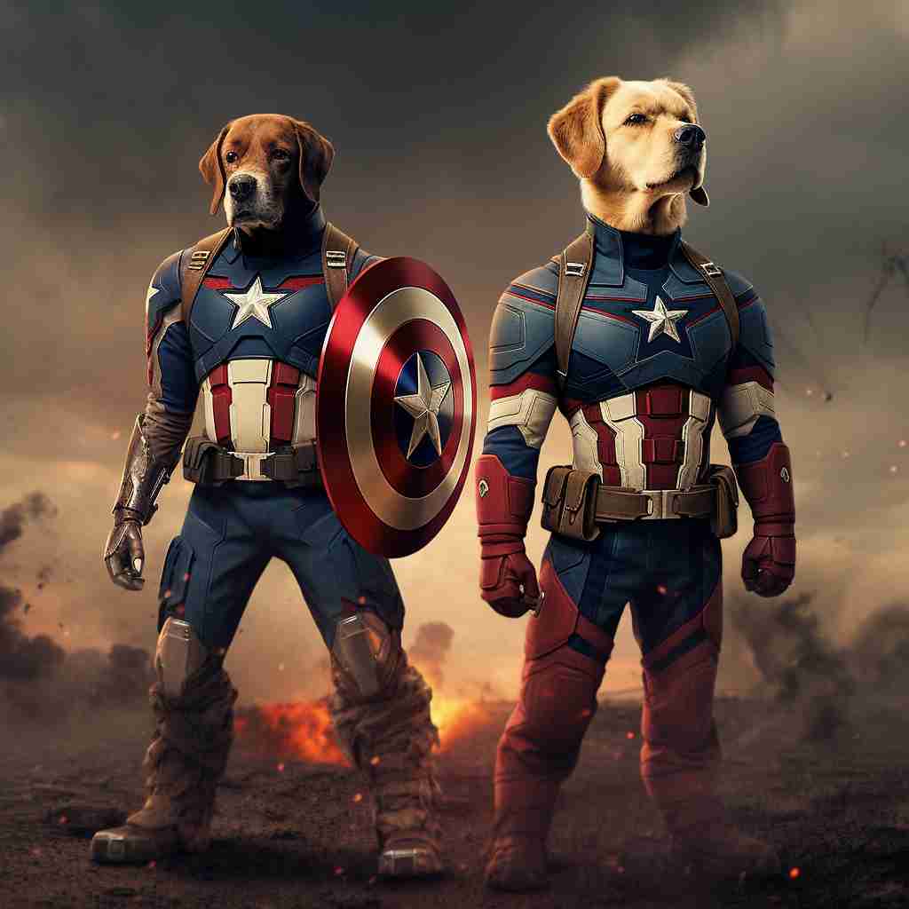 Mighty Captain America Pet Picture Printed On Canvas