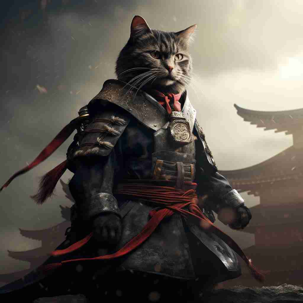 Invincible Samurai Pet Portrait Art Oil Painting