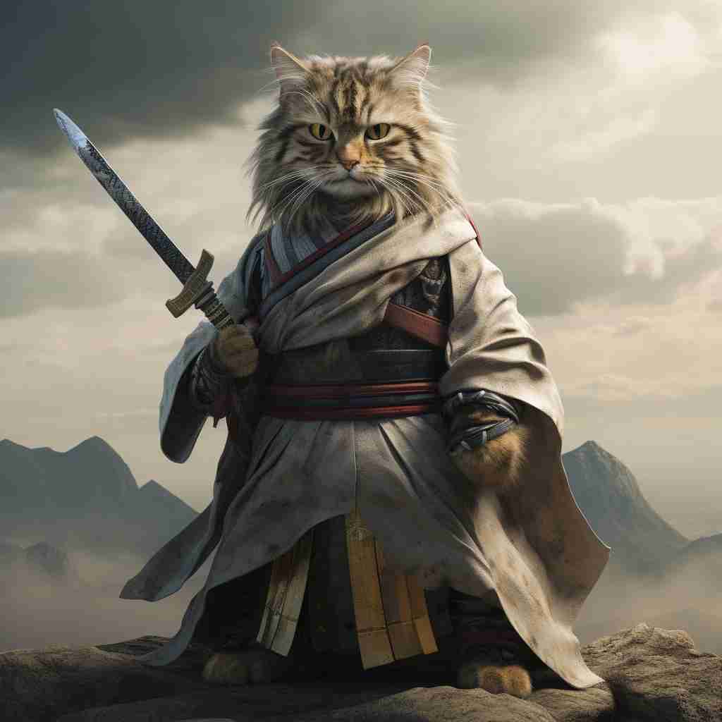 Heroic Samurai Pet Canvas Digital Painting