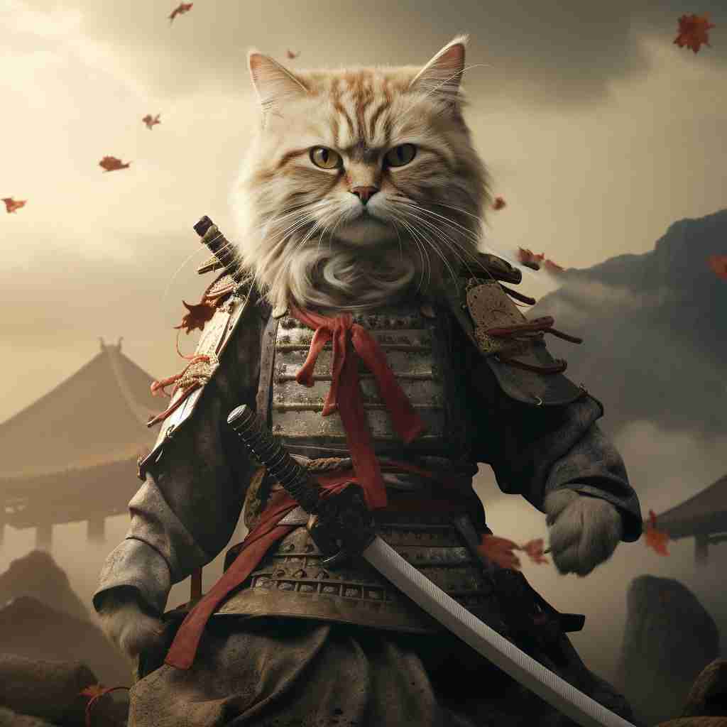 Radiant Samurai Pet Portrait Canvas Image Painting