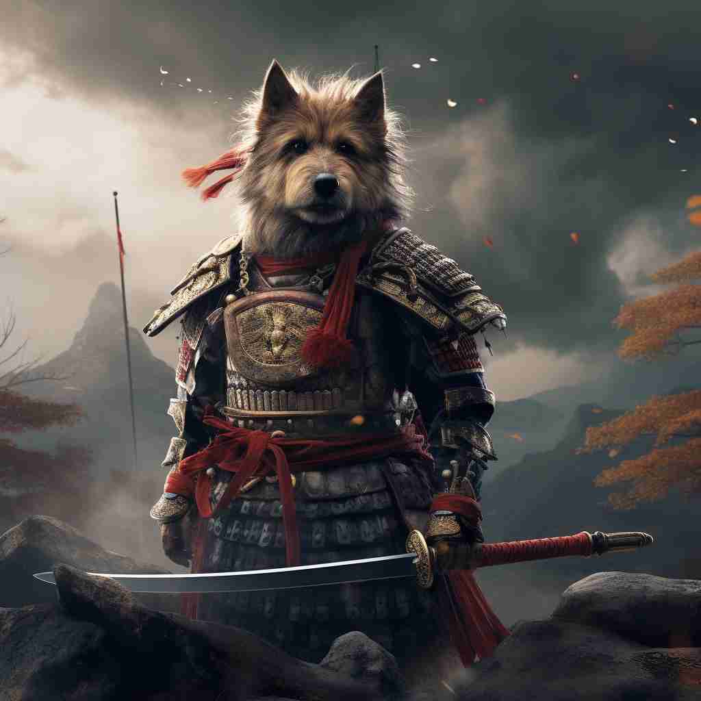 Undaunted Samurai Digital Painting Of Your Pet