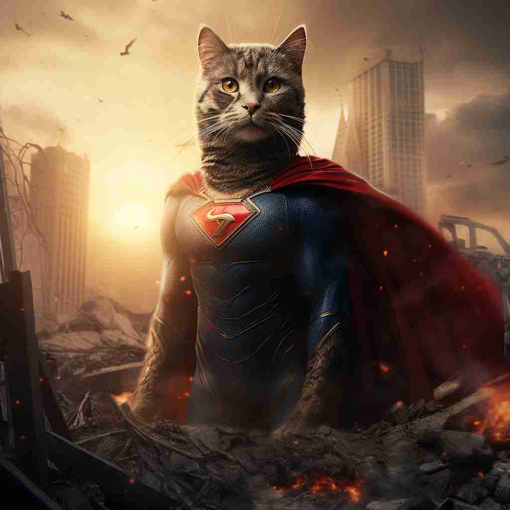 Invincible Superman Cat Human Art Prints