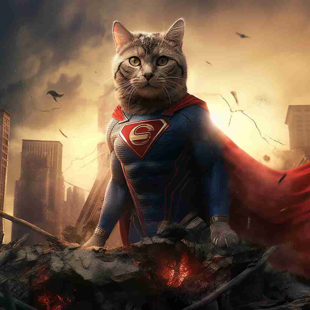 Heroic Superman Personalized Cat Art Prints