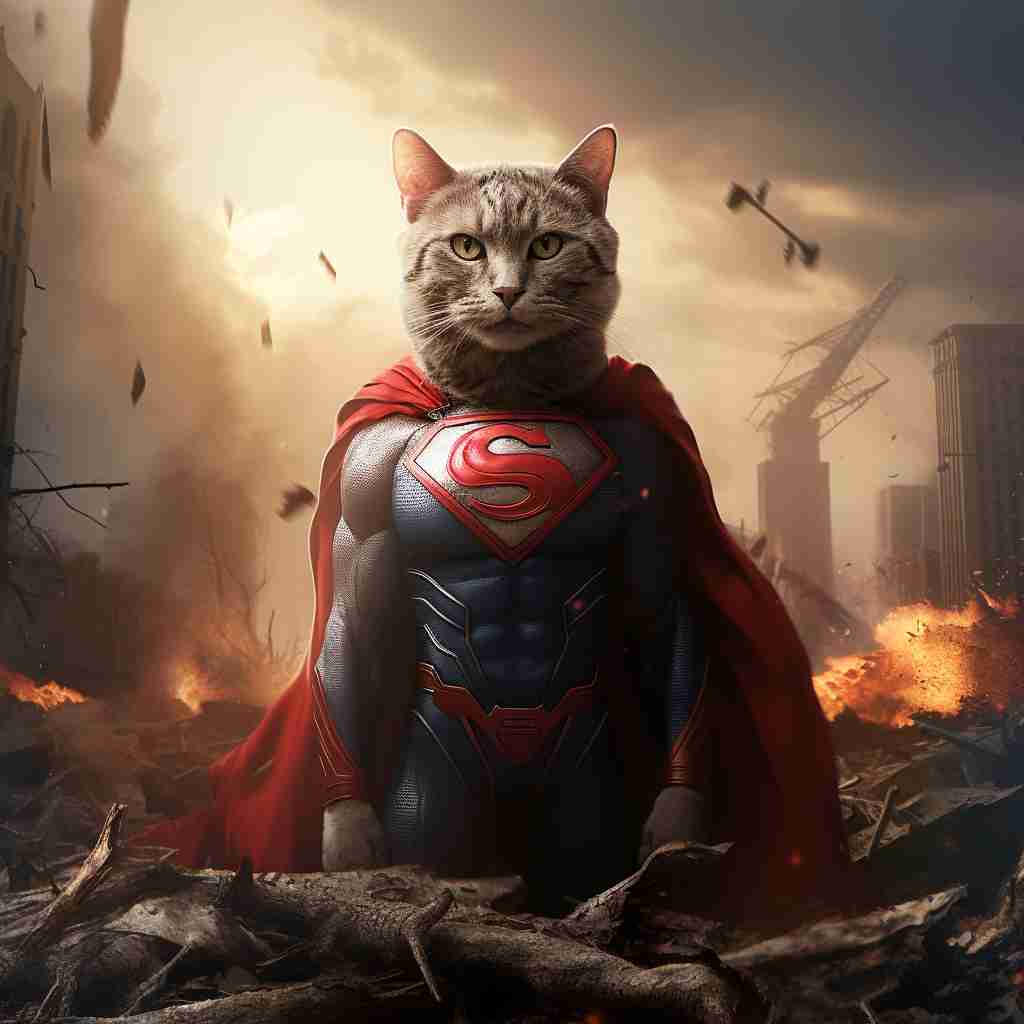 Unbeatable Superman Cat Modern Art Prints