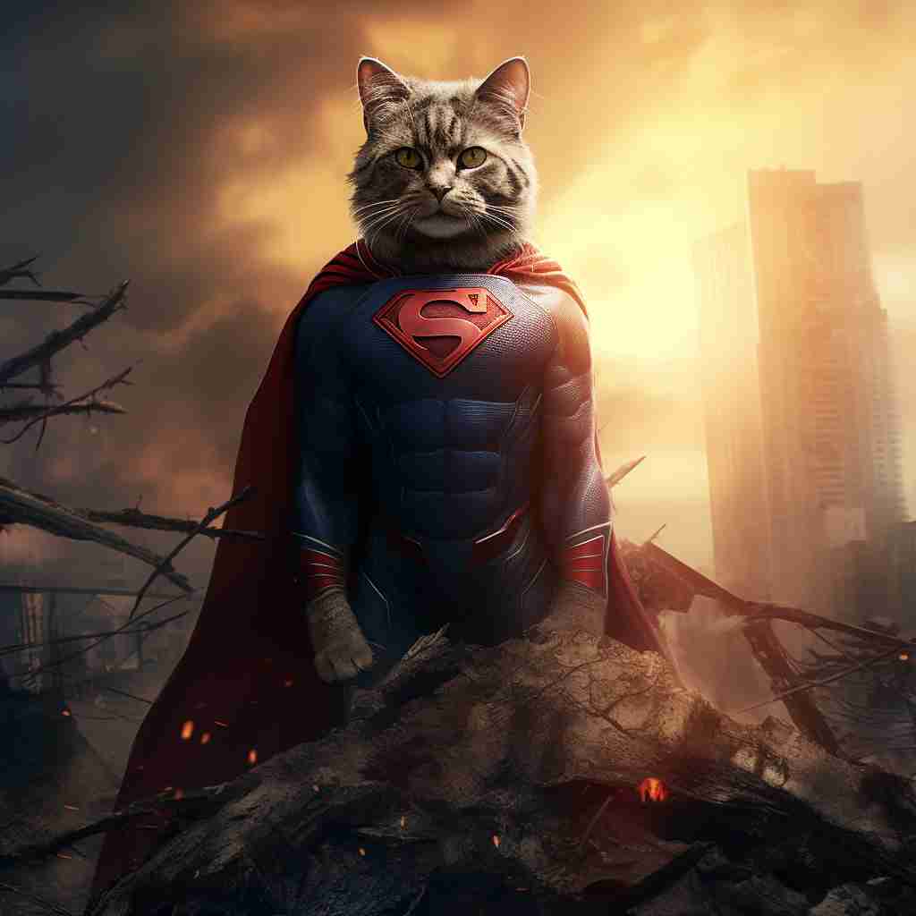 Courageous Superman Personalised Cat Art Prints