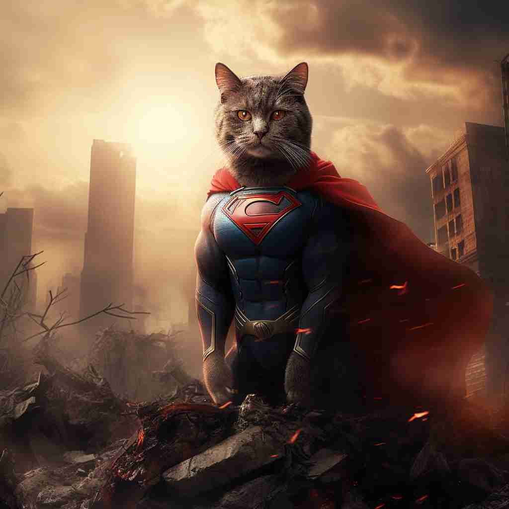 Iconic Superman Cat Stock Art Image