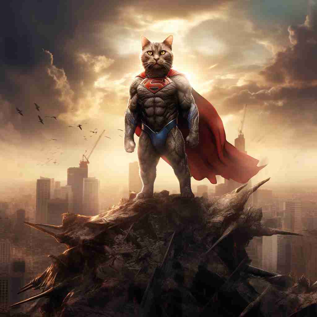 Superpowered Superman Beautiful Cat Art Images