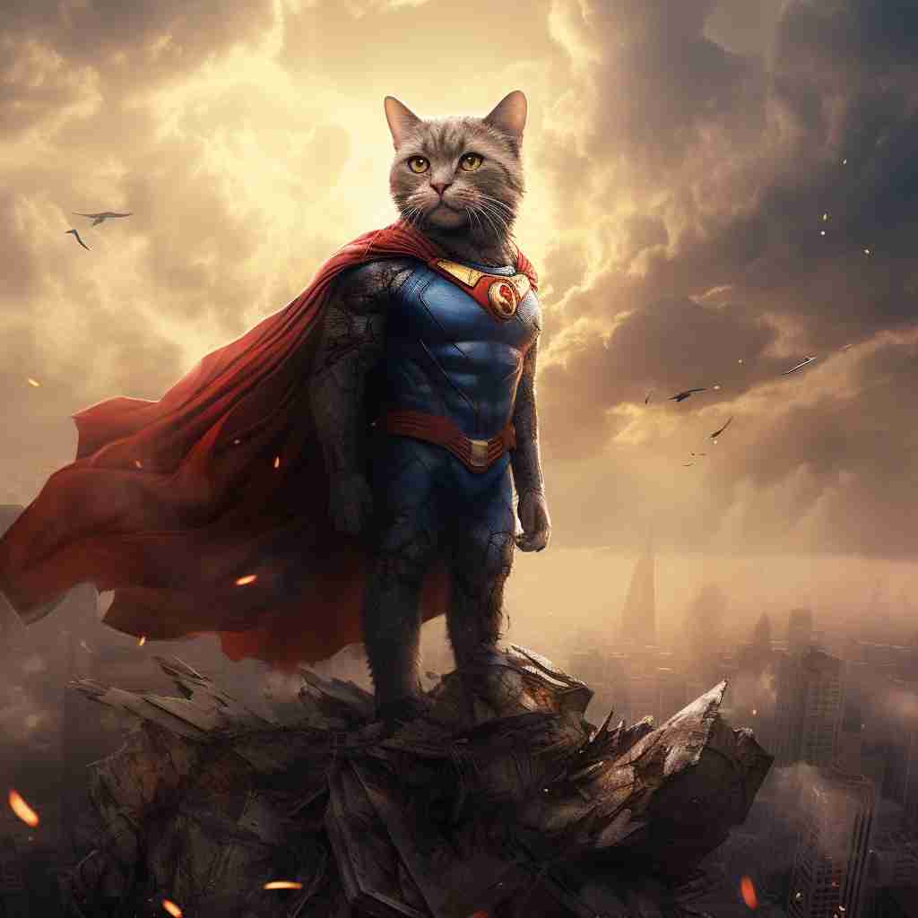 Majestic Superman Beautiful Cat Canvas Images