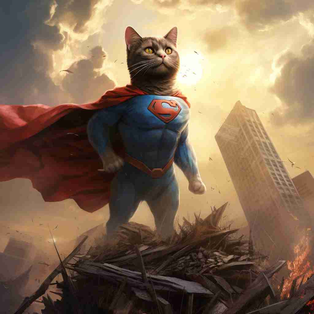 Unassailable Superman Pet Digital Portrait Painting From Photo