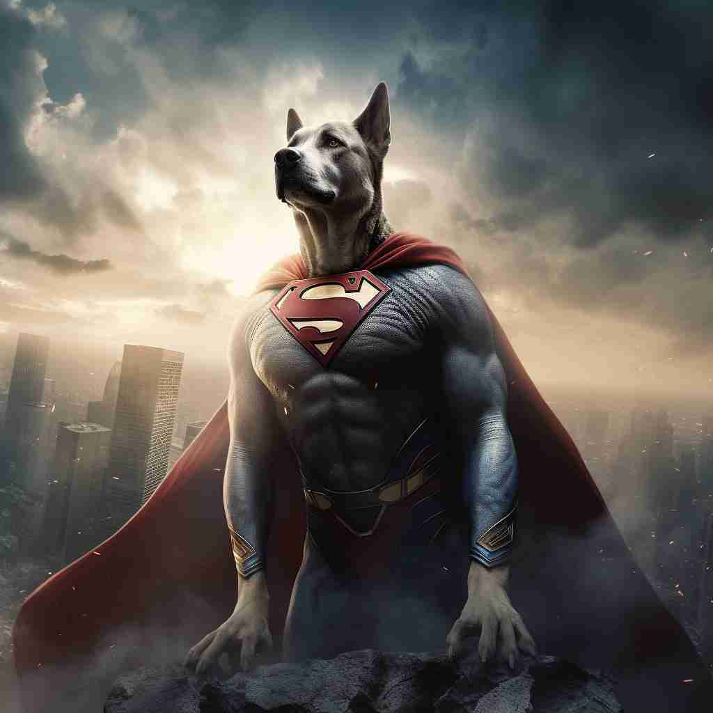 Fearless Superhero Dog Canvas Picture Wall Art