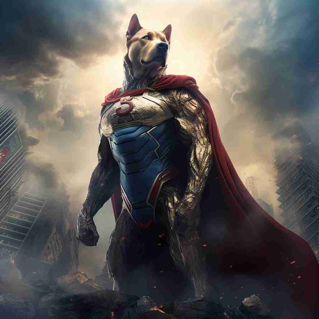 Radiant Superhero Personalized Dog Canvas Photo