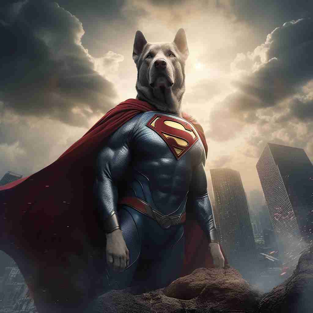 Tenacious Superhero Canvas Photo Dog
