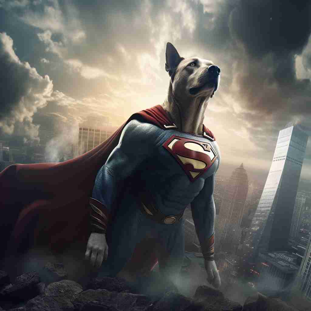 Unassailable Superhero Canvas Portrait Dog
