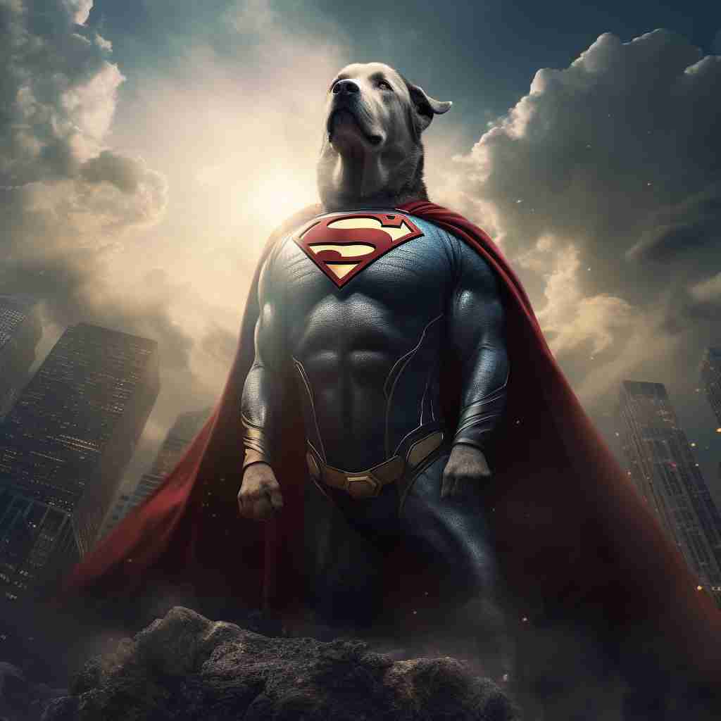 Unmatched Superhero Personalised Dog Canvas Portrait