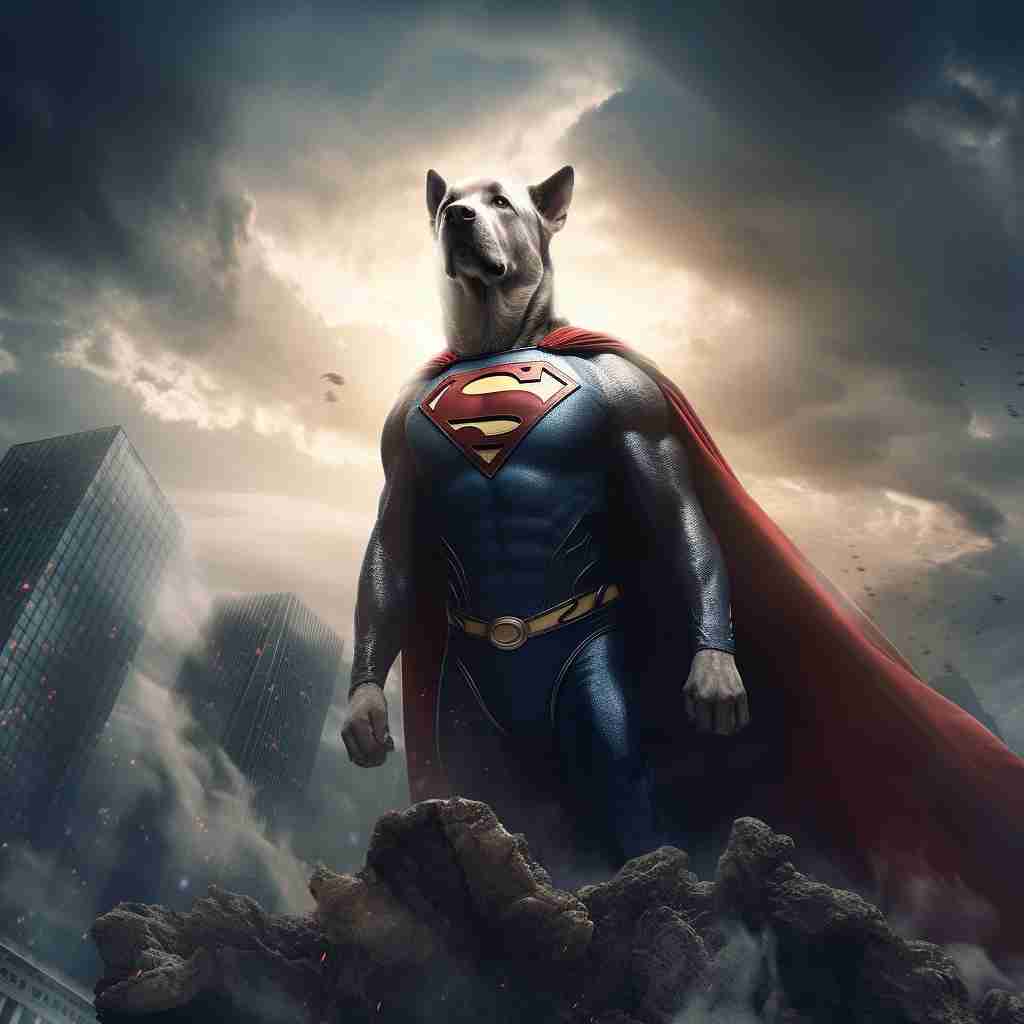 Canvas Painting Dog  Dauntless Superhero