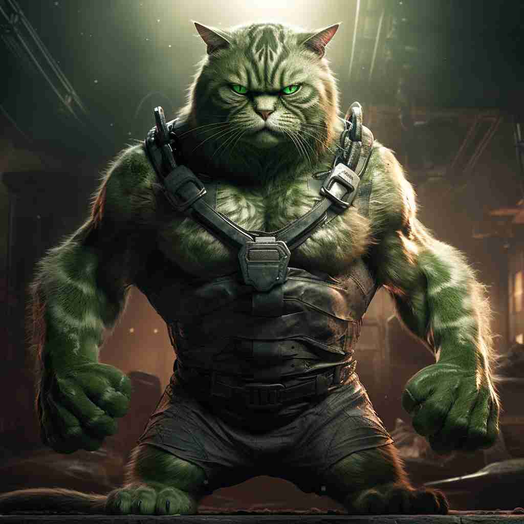 Funny Hulk Cat Face Art Images